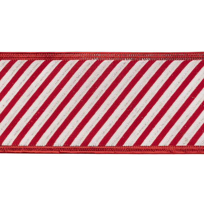 Ribbon Linen Stripe Sonic Edge Red & White (60mmx10m)