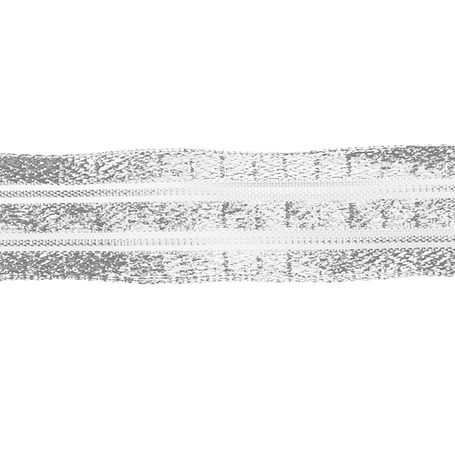 Ribbon Metallic Stripe Wire Edge Silver (25mmx20m)