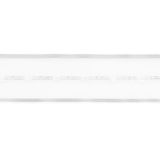 Ribbon Mesh Metallic Stripe Wire Edge Silver (38mmx10m)