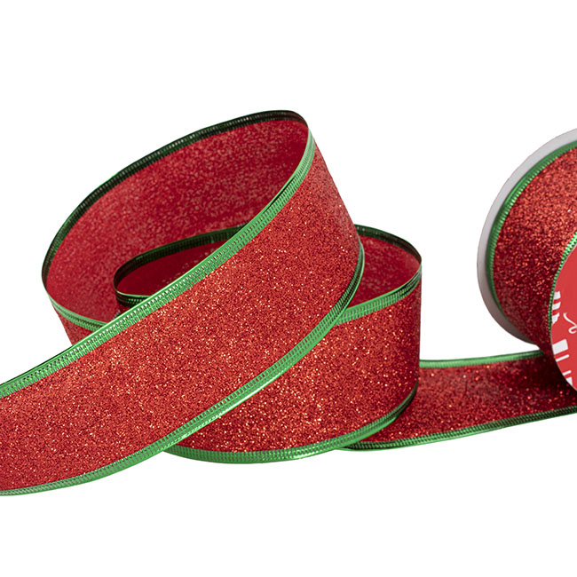Ribbon Metallic Glitter Sonic Edge Red Green (50mmx10m)