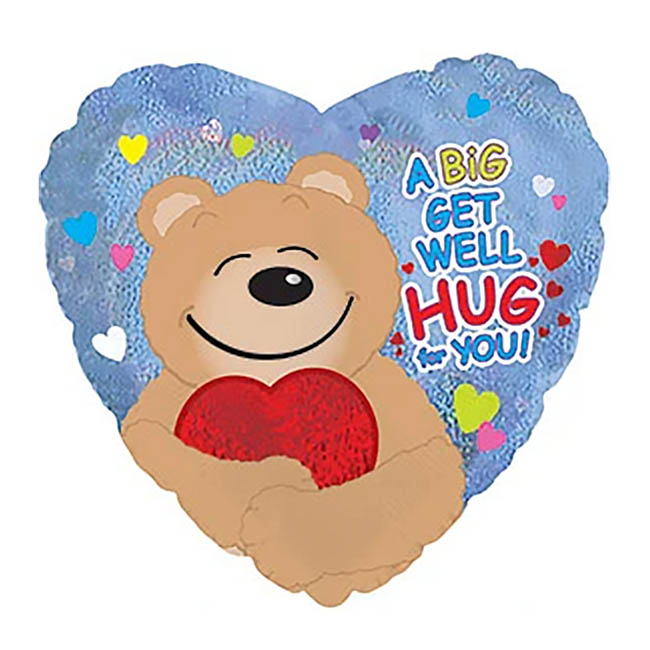 Foil Balloon 18 (45cm Dia) Heart Get Well Hug