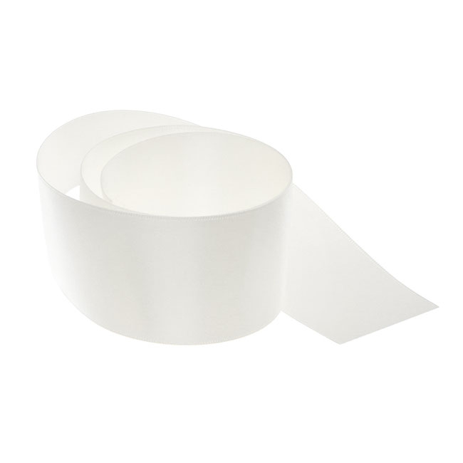 Ribbon Satin Deluxe Double Faced Bridal White (50mmx25m)