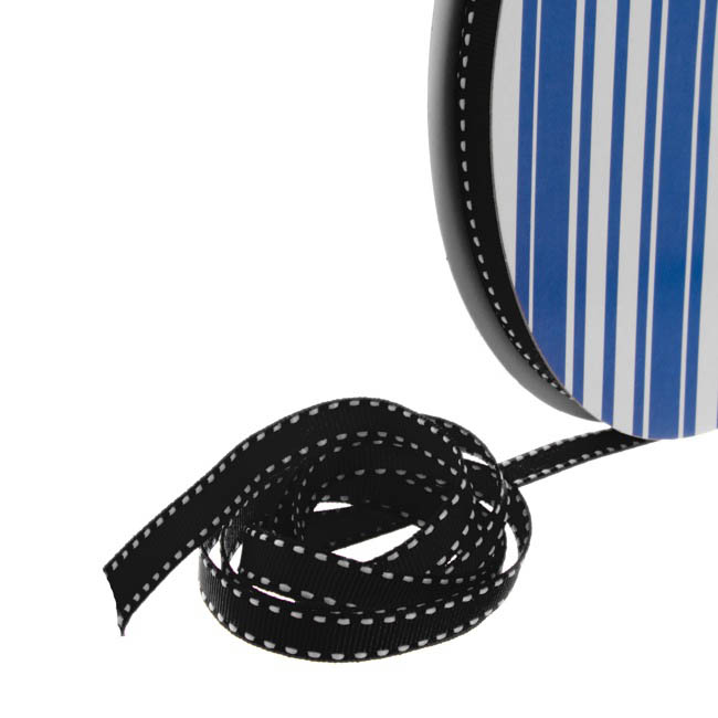 Bulk Grosgrain Ribbon Saddle Stitch Black (10mmx50m)