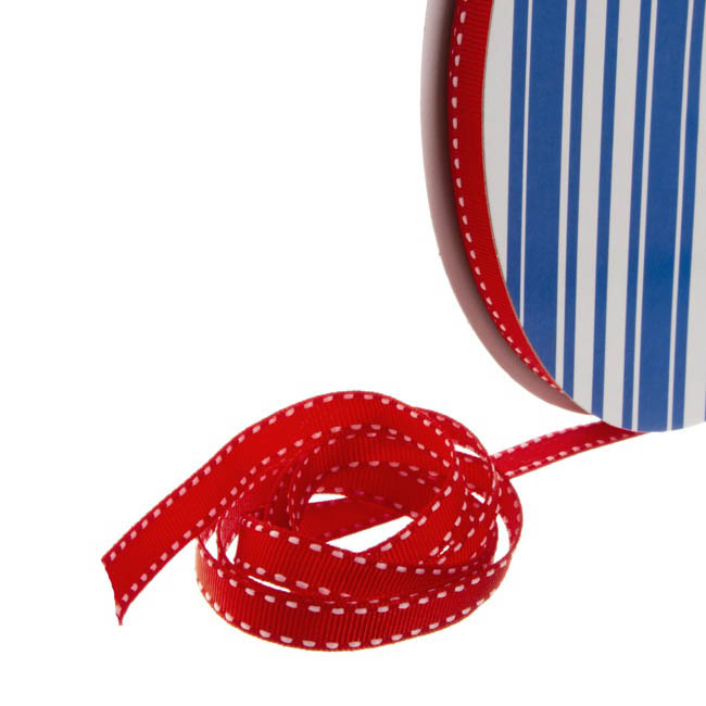 Bulk Grosgrain Ribbon Saddle Stitch Red (10mmx50m)