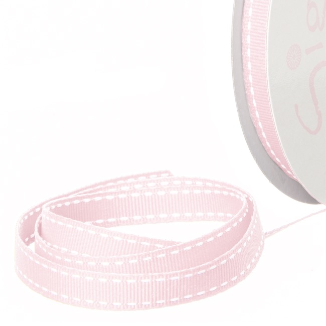 Ribbon Grosgrain Saddle Stitch Baby Pink (10mmx20m)