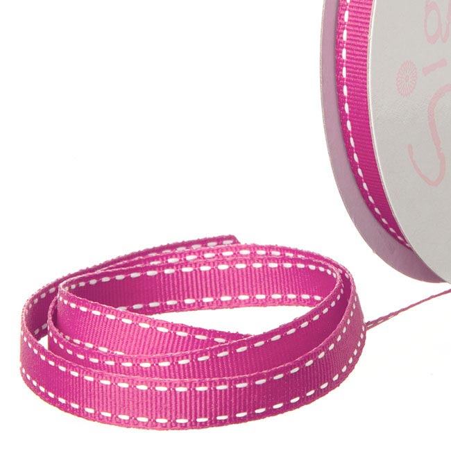 Ribbon Grosgrain Saddle Stitch Hot Pink (10mmx20m)