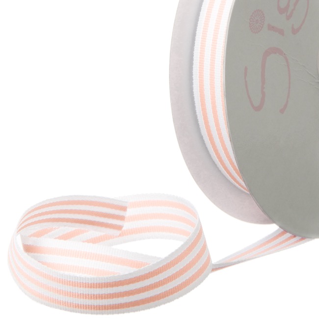 Ribbon Grosgrain Stripes Baby Pink (15mmx20m)