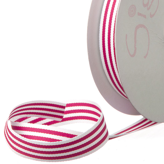 Ribbon Grosgrain Stripes Hot Pink (15mmx20m)