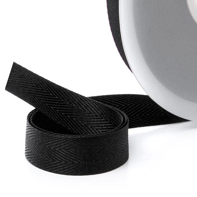 Ribbon Twill Herringbone Black (15mmx20m)