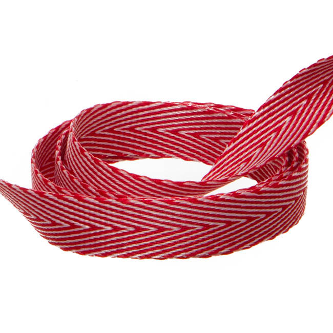 Duo Herringbone Ribbon Red & White (10mmx20m)