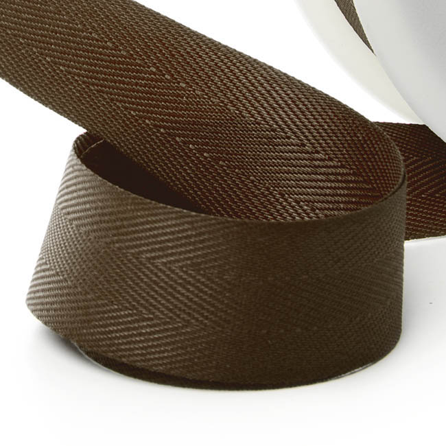 Ribbon Twill Herringbone Chocolate (25mmx20m)