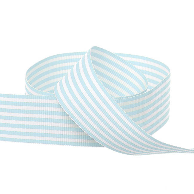 Grosgrain Fine Stripes Ribbon Baby Blue (25mmx20m)
