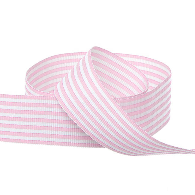 Grosgrain Fine Stripes Ribbon Baby Pink (25mmx20m)