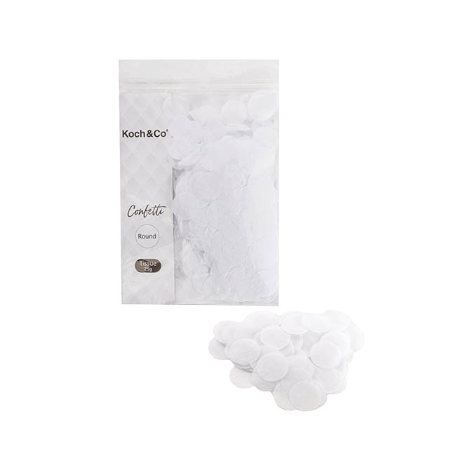 Confetti Round Shape Tissue 25g Bag (2.5cmD) White