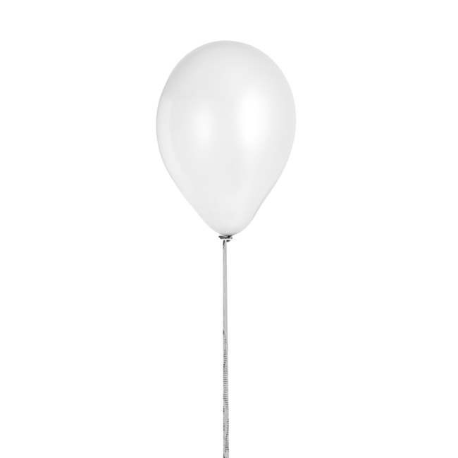 Pre Cut Balloon Ribbon with Clip Pk25 Metallic Silver (1.5m)