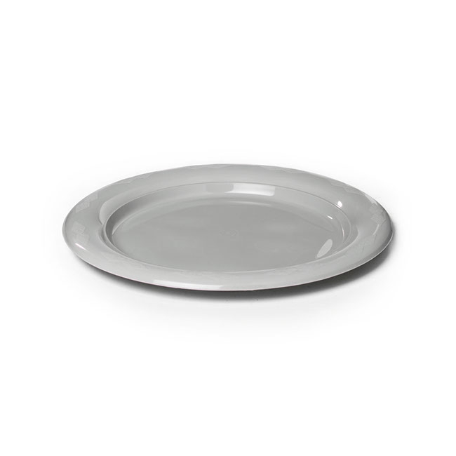 Deluxe Plastic Dessert Plate Silver (18cmD) Pack 25