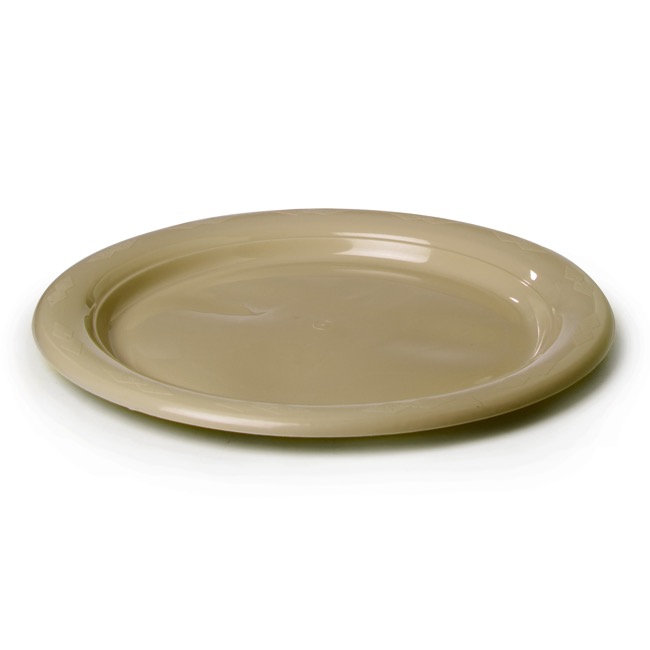 Deluxe Plastic Round Dinner Plate Gold (23cmD) Pack 25