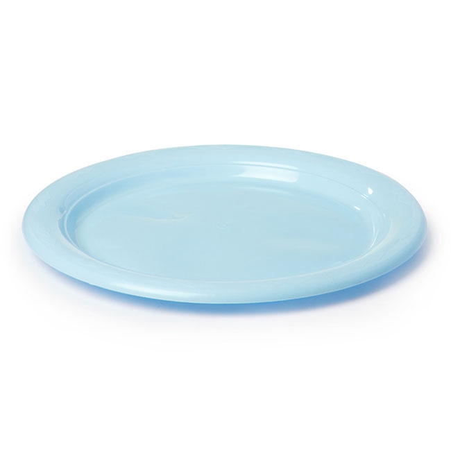 Deluxe Plastic Round Dinner Plate Soft Blue (23cmD) Pack 25