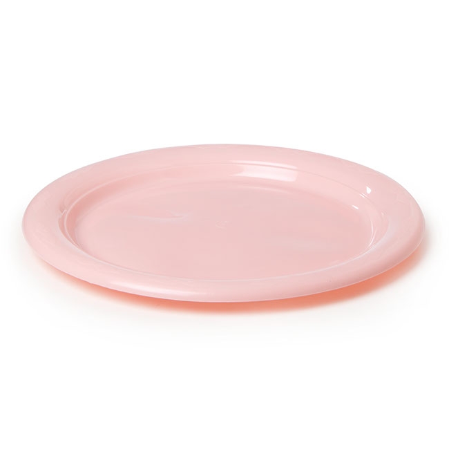 Deluxe Plastic Round Dinner Plate Soft Pink (23cmD) Pack 25