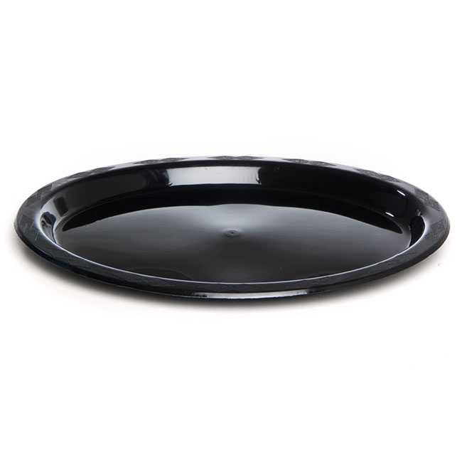 Deluxe Plastic OVAL Dinner Plate Black (32x25cm) Pack 25