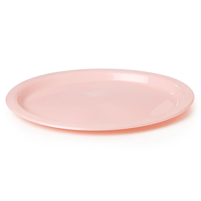 Deluxe Plastic OVAL Dinner Plate Soft Pink (32x25cm) Pack 25