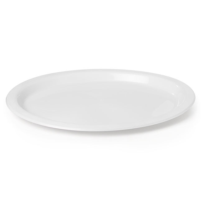 Deluxe Plastic OVAL Dinner Plate White (32x25cm) Pack 25