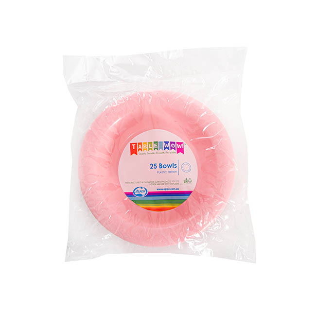 Deluxe Plastic Dessert Bowl Soft Pink (18cmD) Pack 25