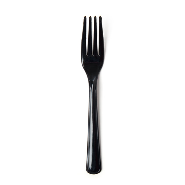 Deluxe Plastic Fork Black (19cm) Pack 25
