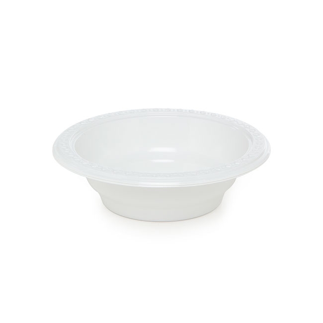 Party Value Pack Plastic Bowl White (17.5cmD) Pack 50