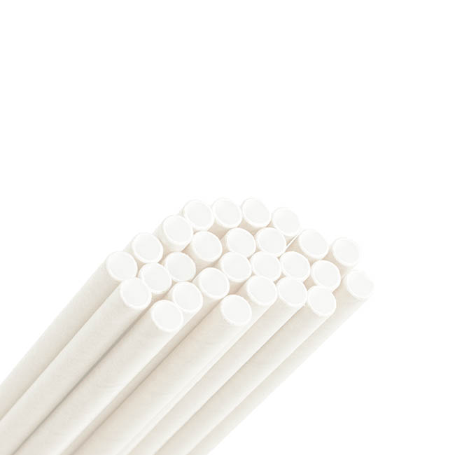 Paper Straws Plain White (20cmH 6mmDia) Pack 50