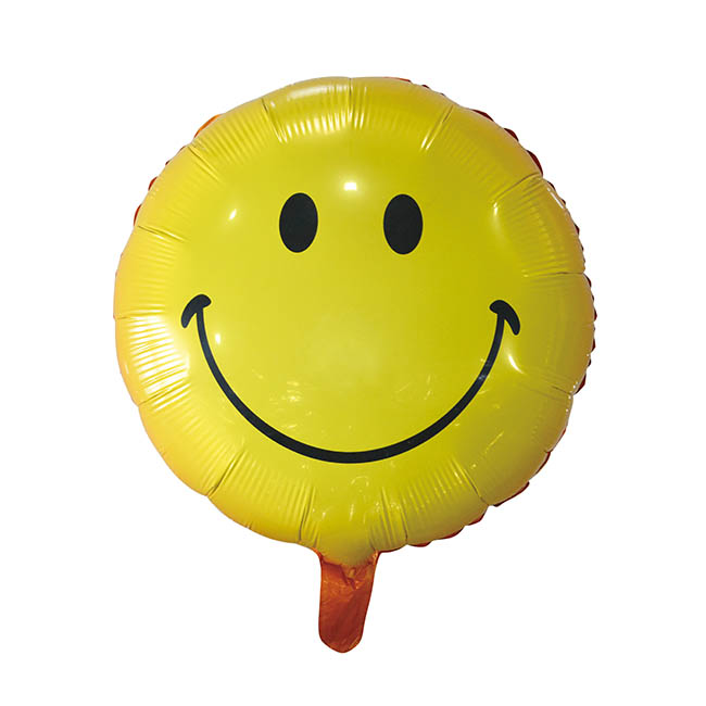 Foil Balloon 18 (45cmD) Round Smiley Face Yellow