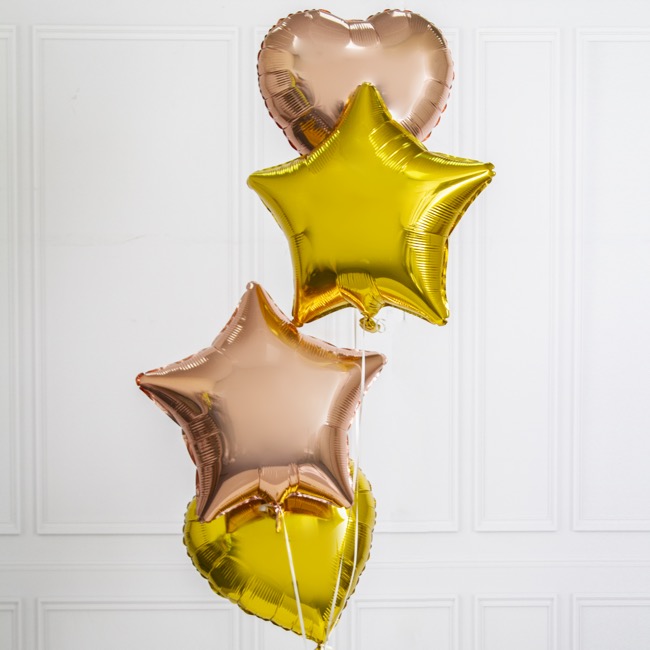 Foil Balloon 19 (48cm) Pack 5 Star Shape Solid Gold