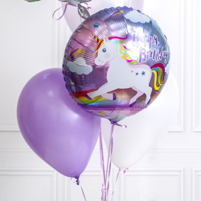 Foil Balloon 18 (45cmD) Round Happy Birthday Unicorn