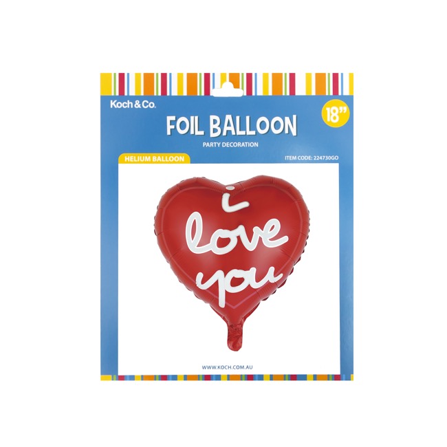 Foil Balloon 18 (45cmD) Pack5 Heart I Love You Modern