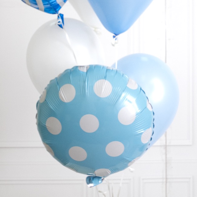Foil Balloon 18 (45cmD) Pack 5 Round Large Dot Baby Blue