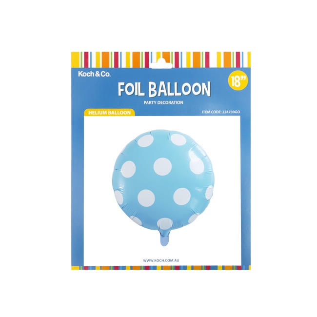 Foil Balloon 18 (45cmD) Round Large Dot Baby Blue