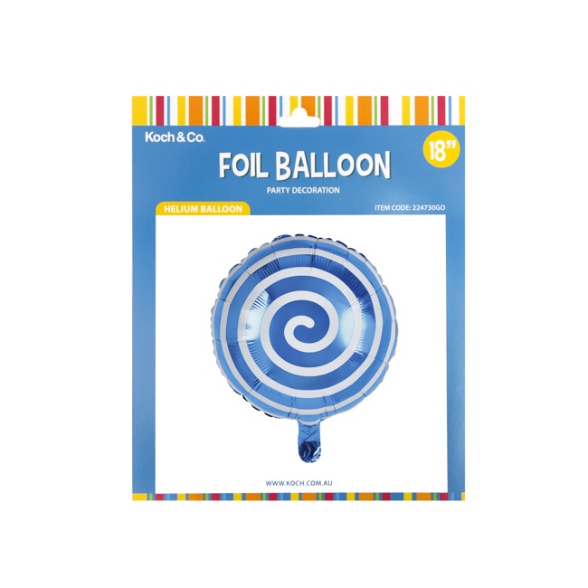 Foil Balloon 18 (45cmD) Round Lollipop Blue