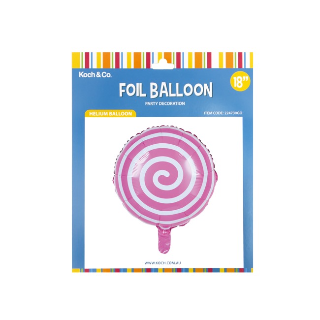 Foil Balloon 18 (45cmD) Round Lollipop Pink