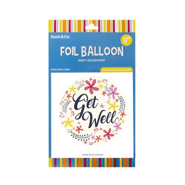 Foil Balloon 9 (22.5cmD) Pack 5 Round Frangipani Get Well