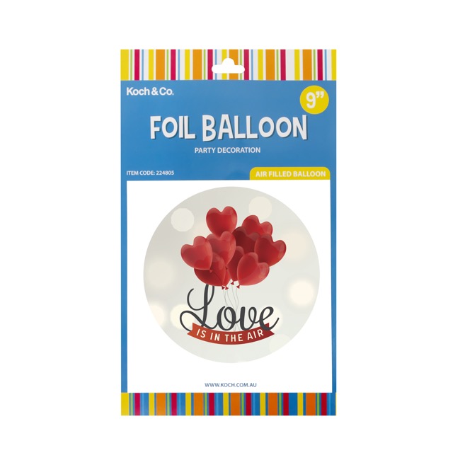 Foil Balloon 9 (22.5cmD) Air Fill Round Love Is In The Air