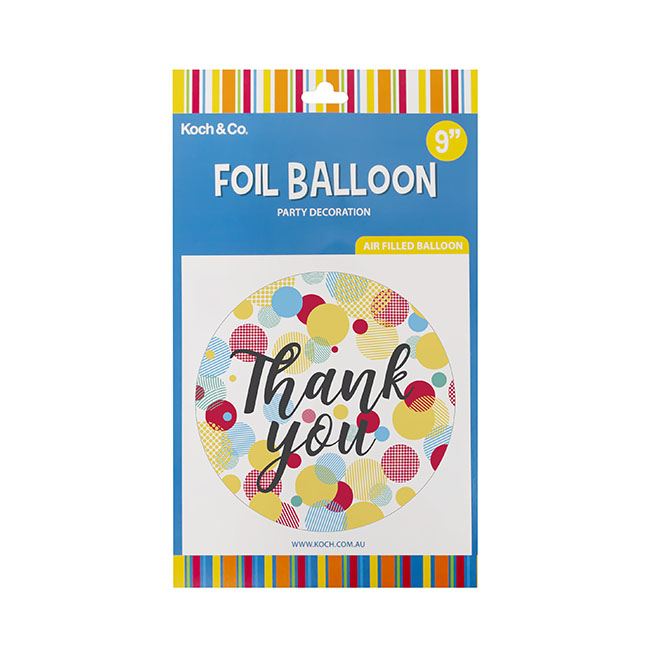Foil Balloon 9 (22.5cmD) Pack 5 Round Thank you