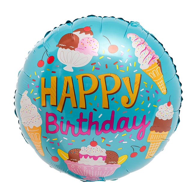 Foil Balloon 18 (45cmD) Happy Birthday Ice Cream