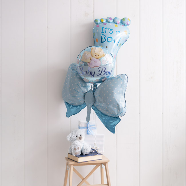 Foil Balloon 18 (45cmD) Baby Boy Teddy Bear Blue