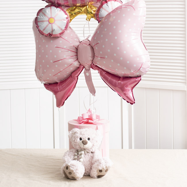 Foil Balloon Polka Dot Bow (85cmx50cmH) Pink