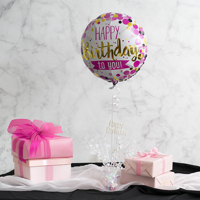 Foil Balloon 18 Happy Birthday To You Pink (45cmD)