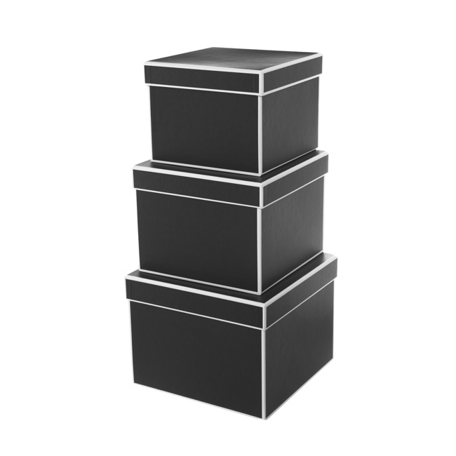 Gift Flower Box Square Silhouette Black (20x15cmH) Set 3