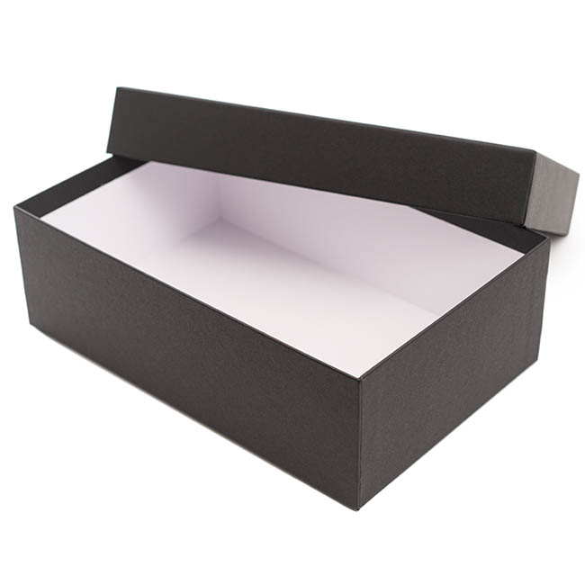 Rigid Shoe Gift Storage Box Matte Black Set 2 (30x20x10cmH)