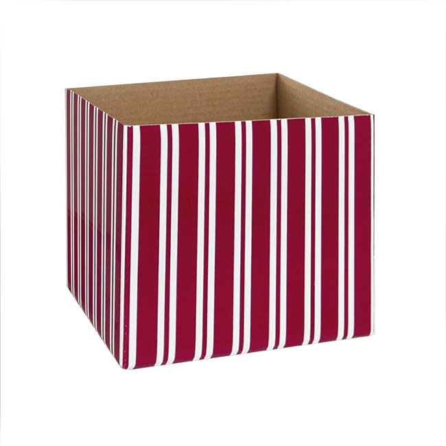 Posy Box White Mini Stripes Red White (13x12cmH)