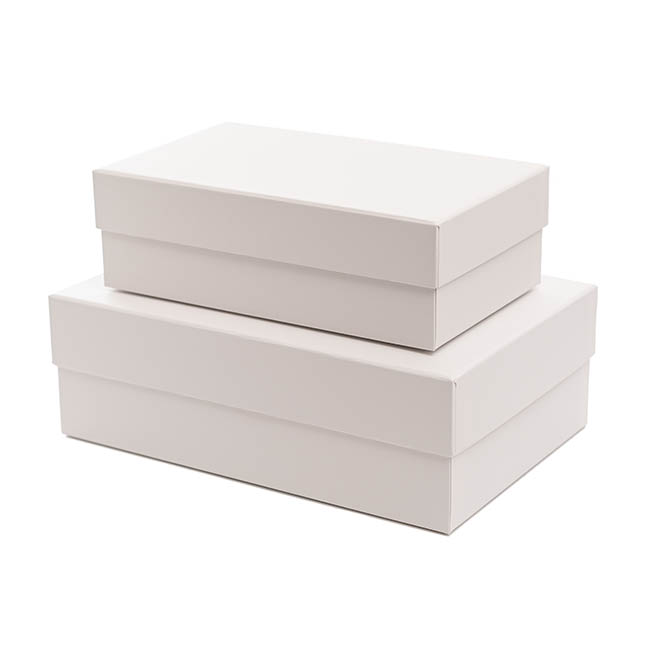 Rigid Shoe Gift Storage Box Matte White Set 2 (30x20x10cmH)