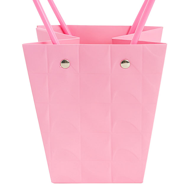 Flower Carry Bag Embossed Pink Pack 5 (12x8x12.5cmH)